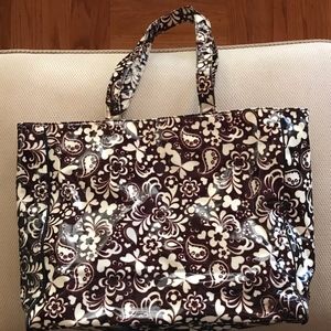 Brown and Creme Floral Tote Bag